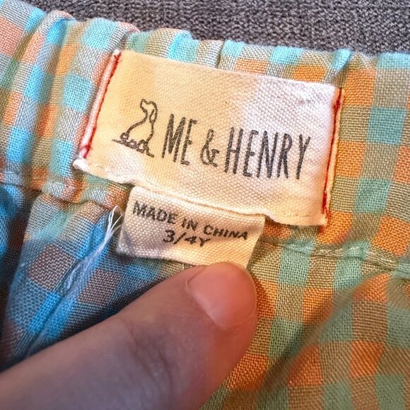 Me & Henry Toddler Checkered Shorts 3/4 Elastic Waist Drawstring Casual Comfy - Picture 3 of 4